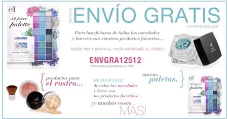 e.l.f te regala los gastos de envío 