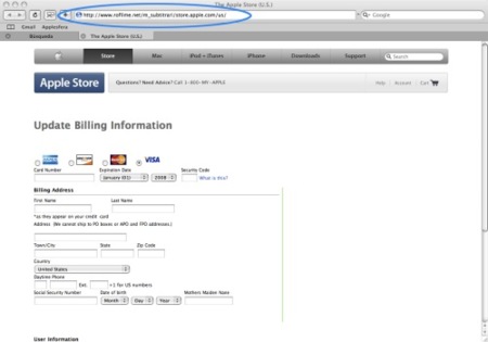 Intento de phishing a los usuarios de MobileMe