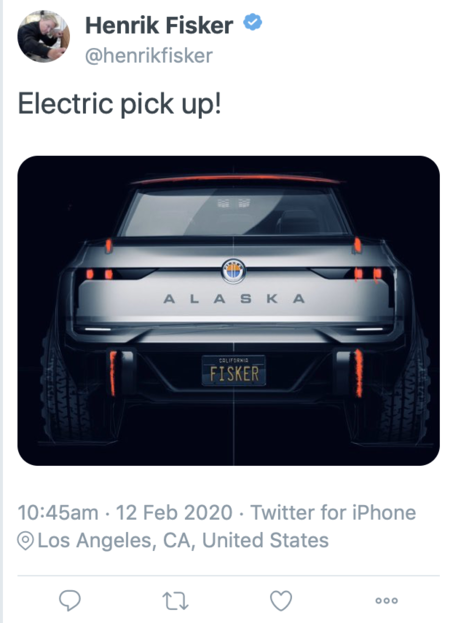 Fisker Alaska Pick Up Tweet
