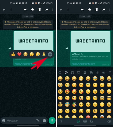 Whatsapp のリアクション絵文字