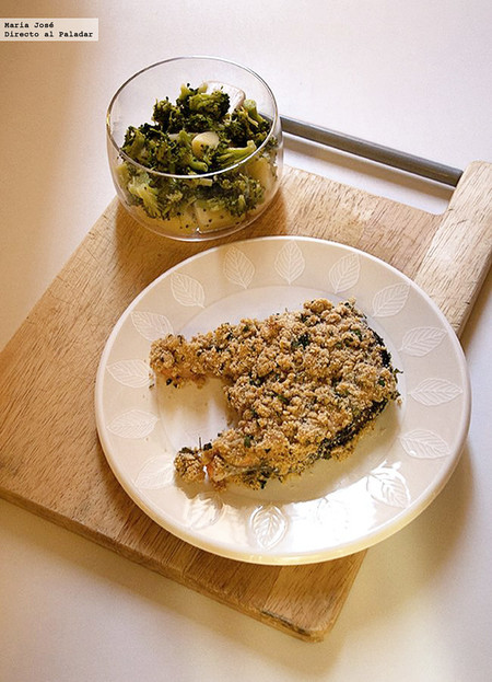Salmón al horno con costra de mostaza y perejil. Receta de Lorraine Pascale
