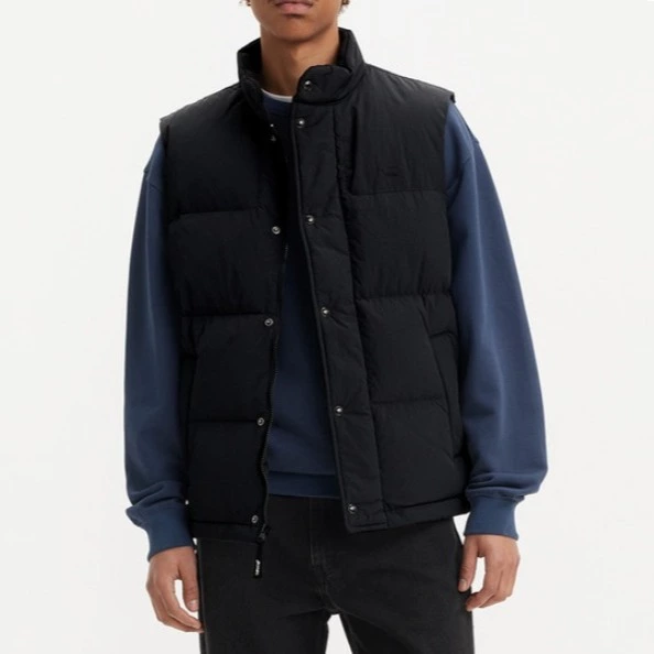 Levi's Chaleco de hombre guateado con cremallera y botones automáticos
