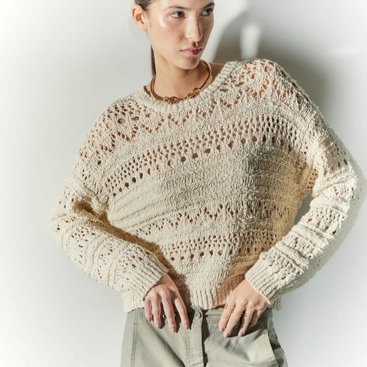 Tintoretto - Jersey de mujer manga larga calada.