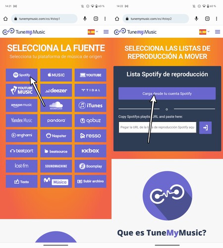 Listas Spotify Amazon Music