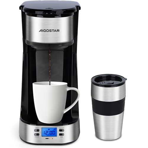 Aigostar Coffey - Cafetera de Goteo con taza aislada