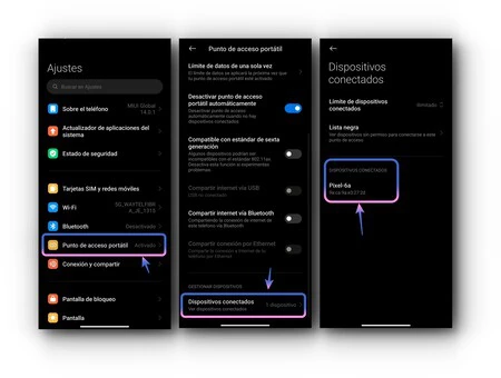 Wi-Fi を共有 接続されているデバイスを表示
