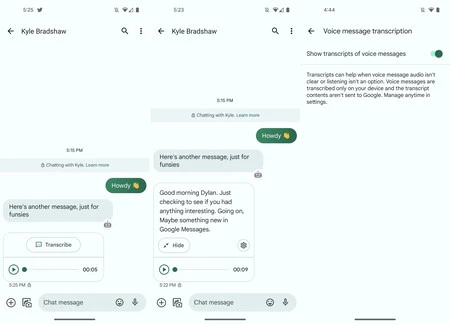 Google メッセージの文字起こし