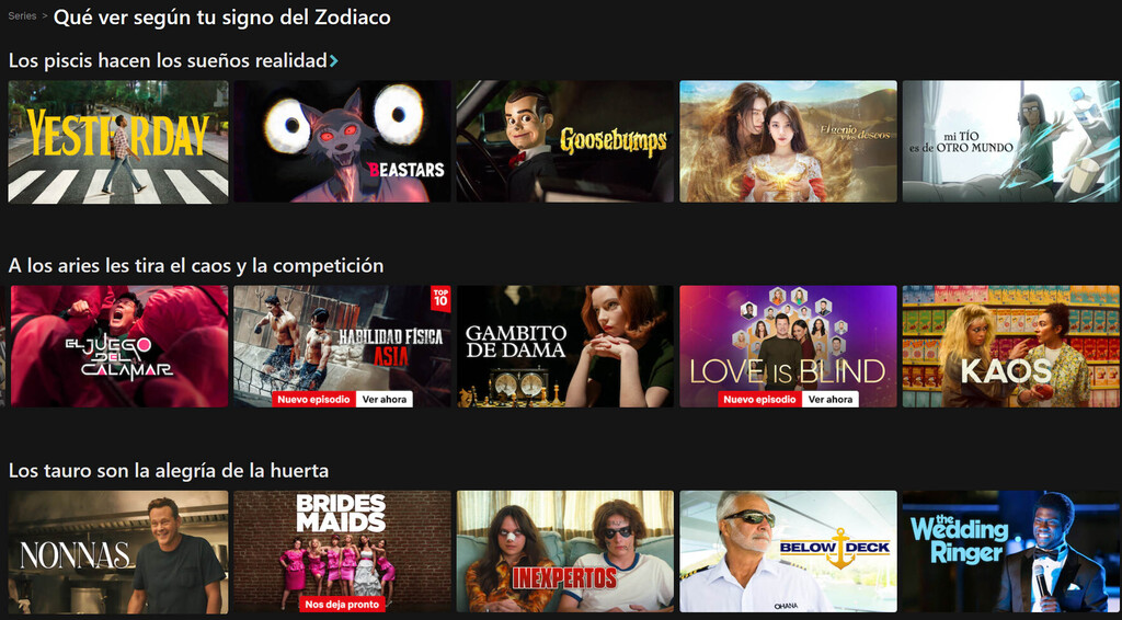 Soy aries y no vería la mayoría de lo que me recomienda Netflix según mi signo de zodiaco ni con un palo 