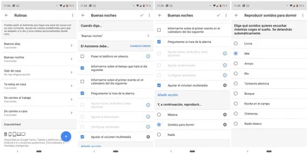 「おやすみ」ルーチンでは、明日の天気を知らせたり、自動的にオフになるリラックス効果のあるサウンドを再生したりするなど、必要なすべてのパラメータを設定できます。