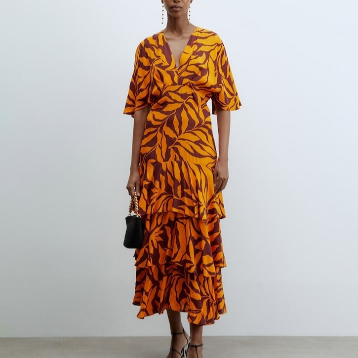 Sfera - Vestido capas estampado.