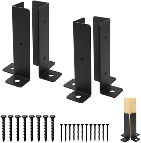 4 Piezas, Soportes para Postes, Bases de Poste Ajustables, Anclajes de Poste, Soporte de Base para Poste de Cubierta, Soporte para Pérgola para Postes de 38x38 / 50x50 / 50x101 / 101x101mm