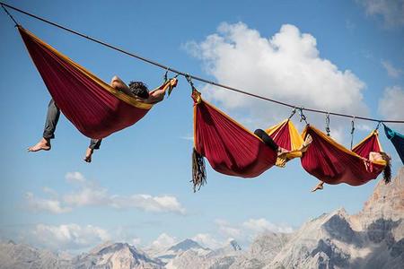 Hamacas del extremo en Monte Piana, Italia