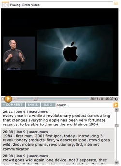 El vídeo de la keynote combinado con la transcripción de la Macworld, en ClickTV
