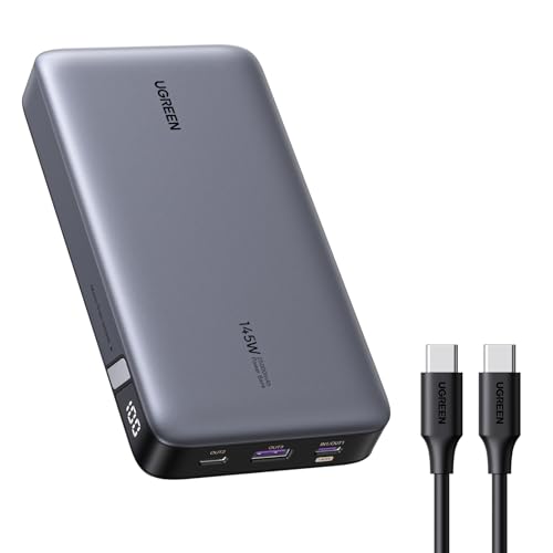 UGREEN Nexode Power Bank 145W 25000mAh, Cargador Portátil con Carga Rápida 140W con Pantalla, Batería Externa Compatible con MacBook iPad, iPhone 16/15 Plus Pro MAX, Galaxy S24/S23 Ultra