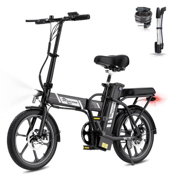 Bicicleta Eléctrica Plegable De 16" 350w 36v13a Evercross Ek5s Negro
