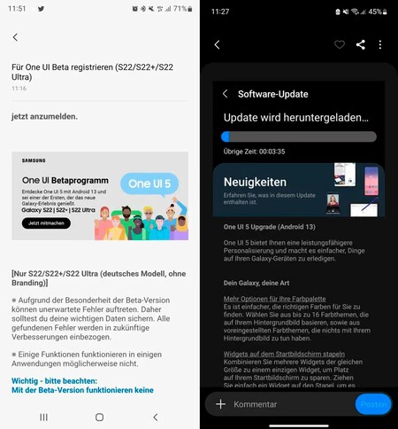 ドイツの 1 つの UI ベータ 5。 SamMobile による画像