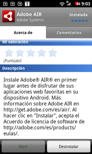 Android recibe Adobe Air