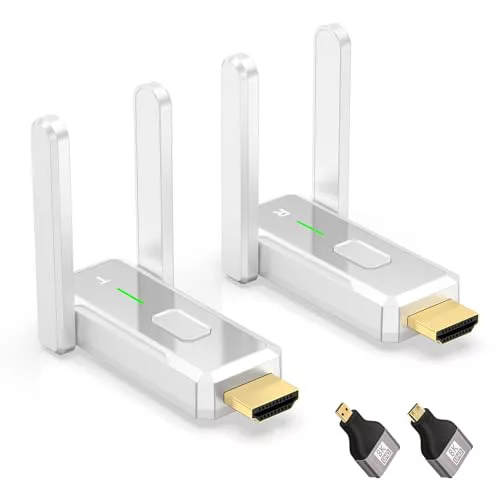 HDMI Inalámbrico, 150m de Alcance 1080P@60Hz Transmisor y Receptor HDMI, Doble Banda 2.4G/5G Plug and Play para Streaming, Conferencias, de PC a TV/Monitor/Proyector