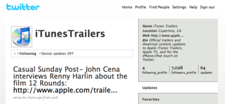 Oficial: canal de Apple en Twitter para anunciar las novedades en trailers