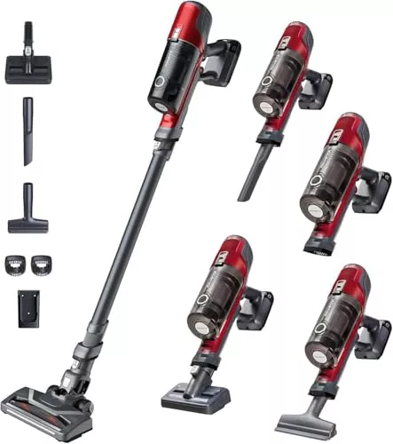 Rowenta XPert 6.60 - Aspiradora escoba versátil sin cable, con 3 funciones en 1 multiespacios, batería de litio, 2 velocidades, gatillo Boost, ligero y portatil, Accesorio mascotas, Rojo RH6878