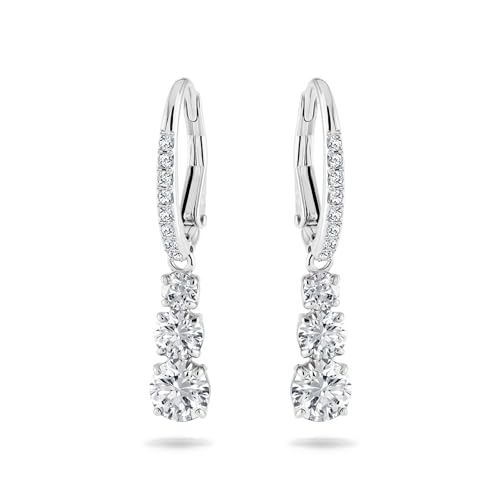 Swarovski Pendientes de aro Attract Trilogy, Talla redonda, Blancos, Baño de rodio