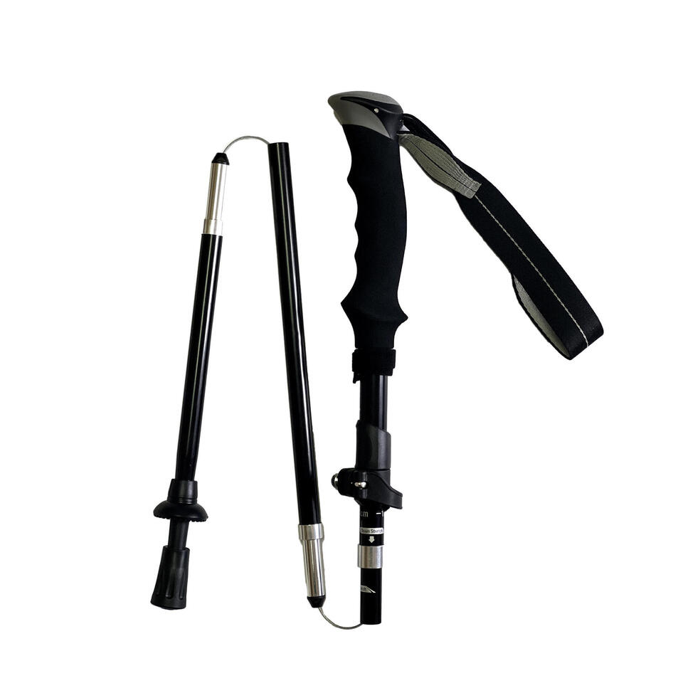 Bastón trekking aluminio PLEGABLE negro Y EXTENIBLE 100-115cm