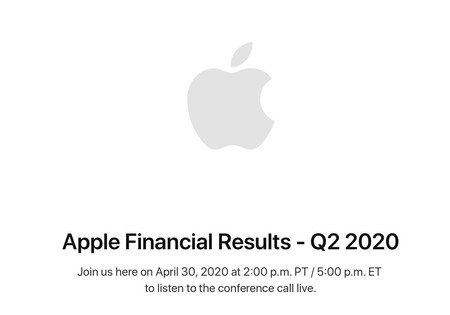 Apple presenta sus resultados financieros del segundo trimestre fiscal de 2020 el próximo 30 de abril