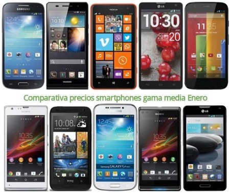 Comparativa precios Moto G, Lumia 625, Huawei Ascend P6, Galaxy S4 mini, HTC Desire 601 y otros gama media en Enero de 2014