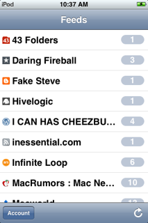 WWDC: Primeras imágenes de NetNewsWire Mobile