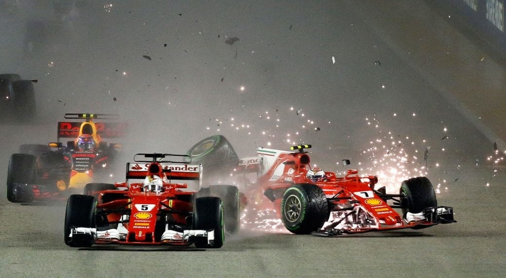 Drama y choques se vivieron en un decisivo Gran Premio de Singapur