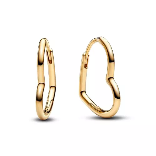 Pandora Moments 268307C00 - Pendientes de plata de ley con forma de corazón asimétrico y aleación chapada en oro, talla única, Plata de ley, Sin piedra preciosa