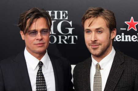 Dos guapos muy guapos, hasta con estilo retro: Brad Pitt y Ryan Gosling juntos
