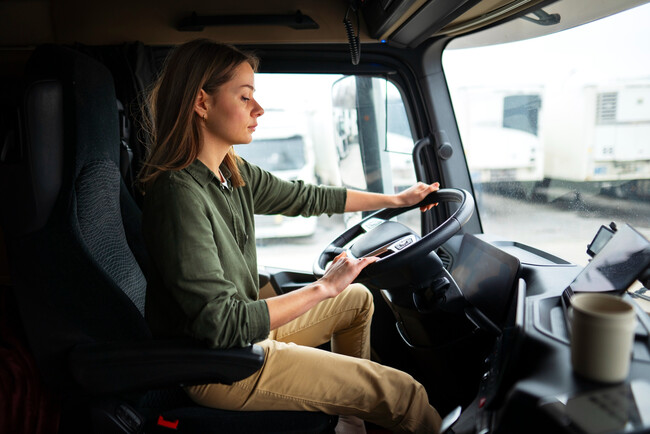 Professional Female Driver Truck