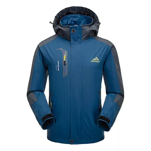 Naudamp Chaqueta Impermeable al Aire Libre para Hombres Ligero Softshell Rain Coat Escalada Senderismo Ropa Montaña Multi-Bolsillos Rompevientos