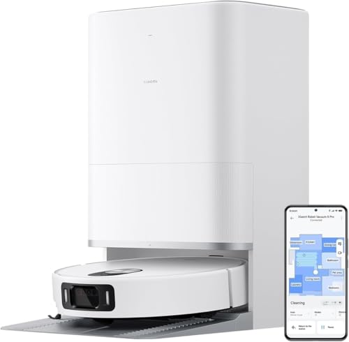 XIAOMI Robot Vacuum 5 Pro - Succión de 20.000 Pa, IA para Evitar obstáculos, Detección automática de Suciedad, Láser dToF, Brazos robóticos duales, Autolimpieza a 80 °C para Mejor Rendimiento