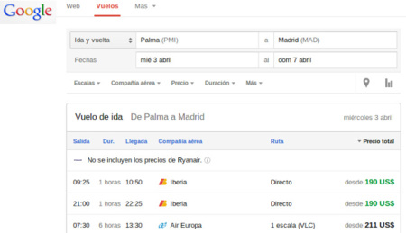 El buscador de vuelos de Google aterriza en España