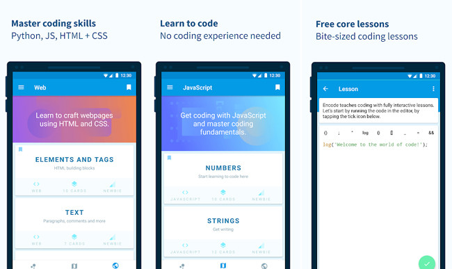 Capturas de la app Encode