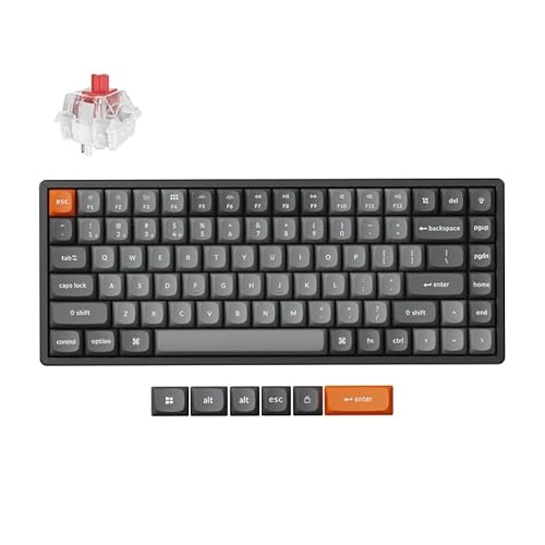 Keychron K2 MAX Teclado Mecánico Inalámbrico Personalizado, 2.4 GHz/Bluetooth/USB-C, RGB, Hot-Swap, Marco de Aluminio, QMK/Via Macros Programables, PBT Keycaps, para Mac Windows, Super Red Switch
