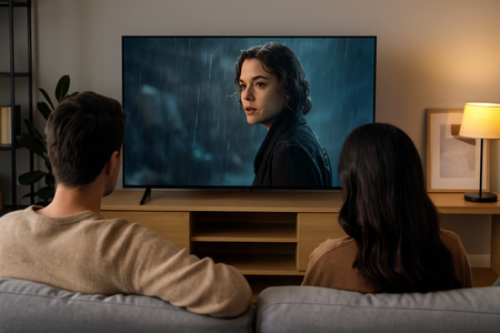viendo una película en una TV Samsung