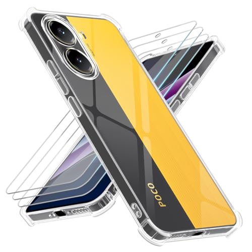 Yohii 4 en 1 Funda para Xiaomi Poco X7 Pro 5G con 3 Piezas Cristal Templado