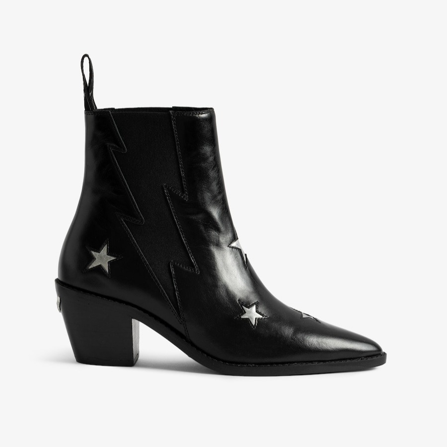 Botines de mujer de cuero vintage - Zadig & Voltaire - Negro

