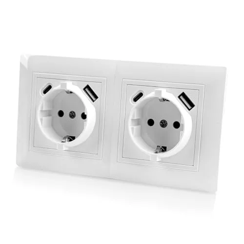 BrightArk Enchufe Doble con USB 16Amp