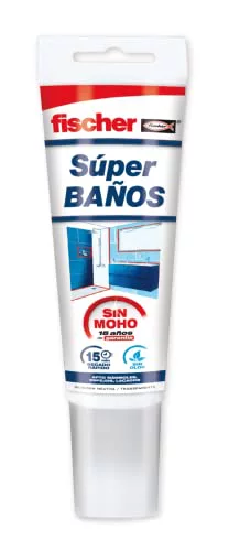 fischer - Silicona Transparente Superbaños 100 ml | Antimoho y Resistente a la Humedad
