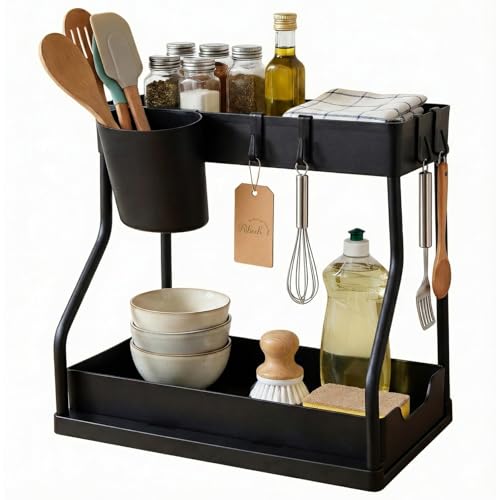 Ribech Organizador Bajo Fregadero Negro