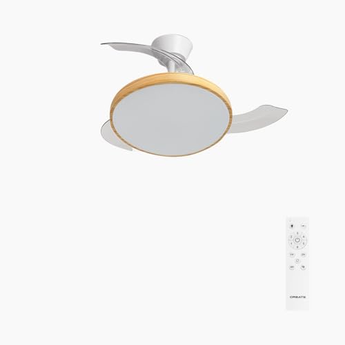 CREATE / WIND CLEAR STUDIO S/Ventilador de techo con luz blanco y madera clara con mando