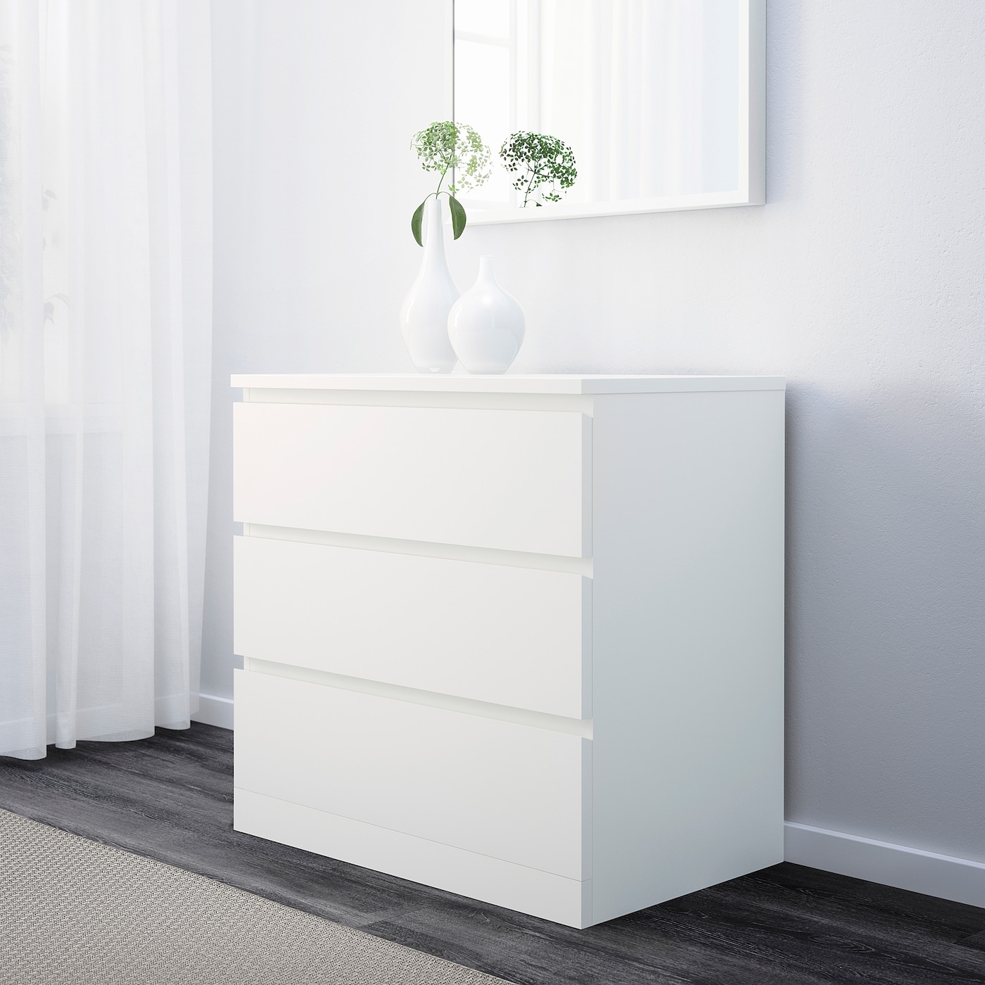 Cómoda de 3 cajones, blanco 80x78 cm