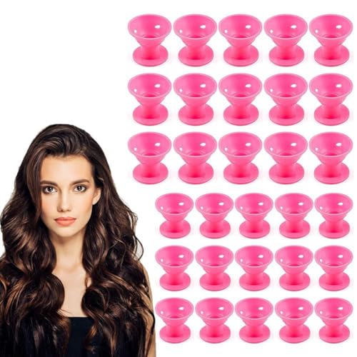 SGERUFZ 30 pcs rulos para el pelo de Silicona, Sin Calor, 2 Tamaños (15 grandes, 15 pequeños) 
