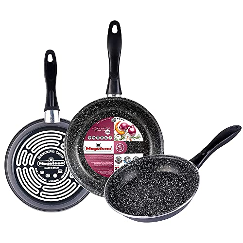 MAGEFESA K2 Gransasso Lote 3 Sartenes 18Ø-20Ø-24Ø Fabricado en Acero vitrificado, Antiadherente bicapa Piedra Reforzado Efecto Piedra