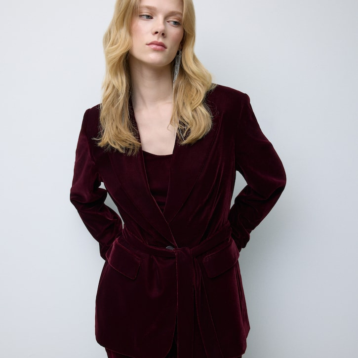 Tintoretto - Blazer liso de terciopelo de mujer.