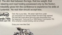 El mejor regalo que puedas hacer a un padre motero: renovar su Norton Commando